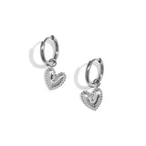 Earrings with a detailed dangling heart