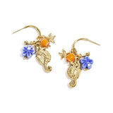 Seahorse earrings with charms