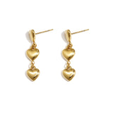 Earrings with 3 dangling hearts