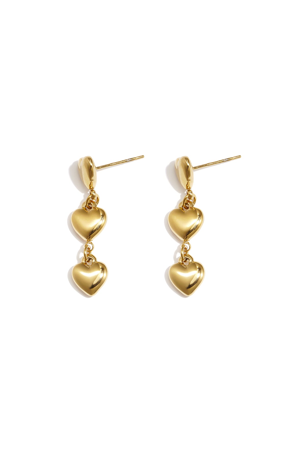 Earrings with 3 dangling hearts