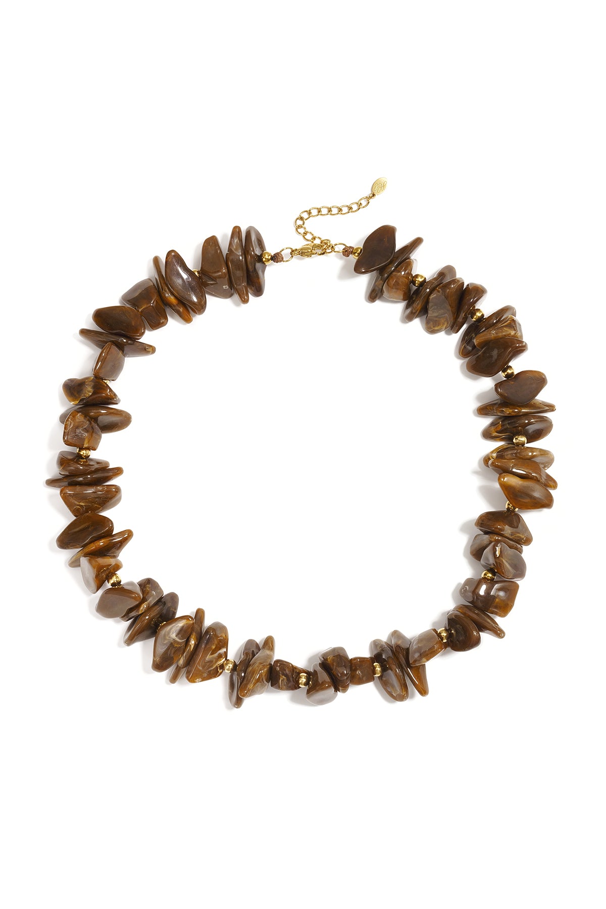 Beaded necklace with different shapes and colors of stones