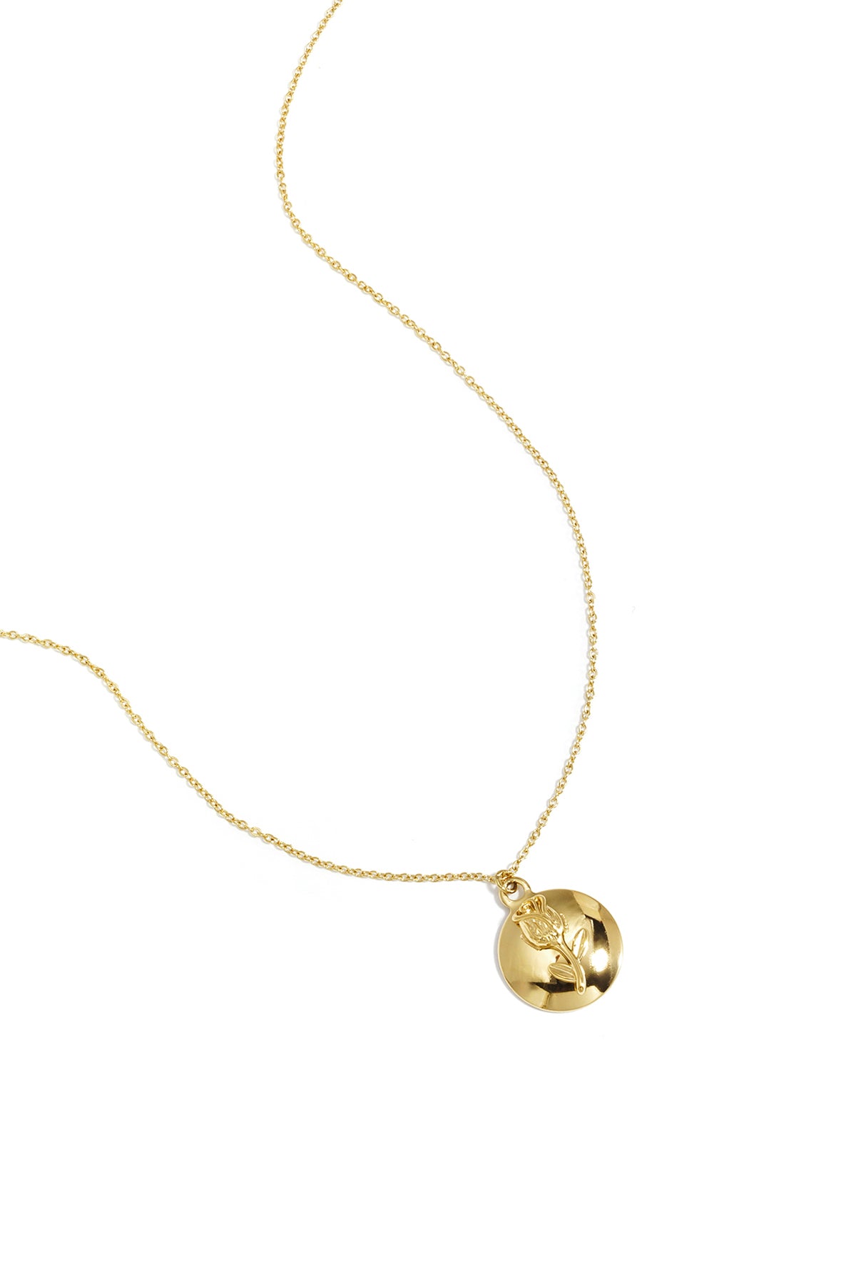 Necklace with rose on flower pendant
