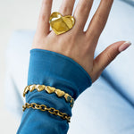 Bangle with dented hearts