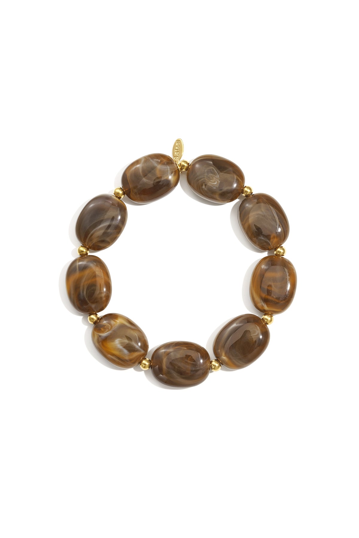Beaded bracelet with oval and gold beads