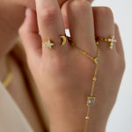 Adjustable ring with moon and shiny star