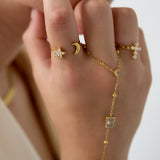 Adjustable ring with moon and shiny star