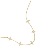 Necklace with clover motif and inlaid clovers