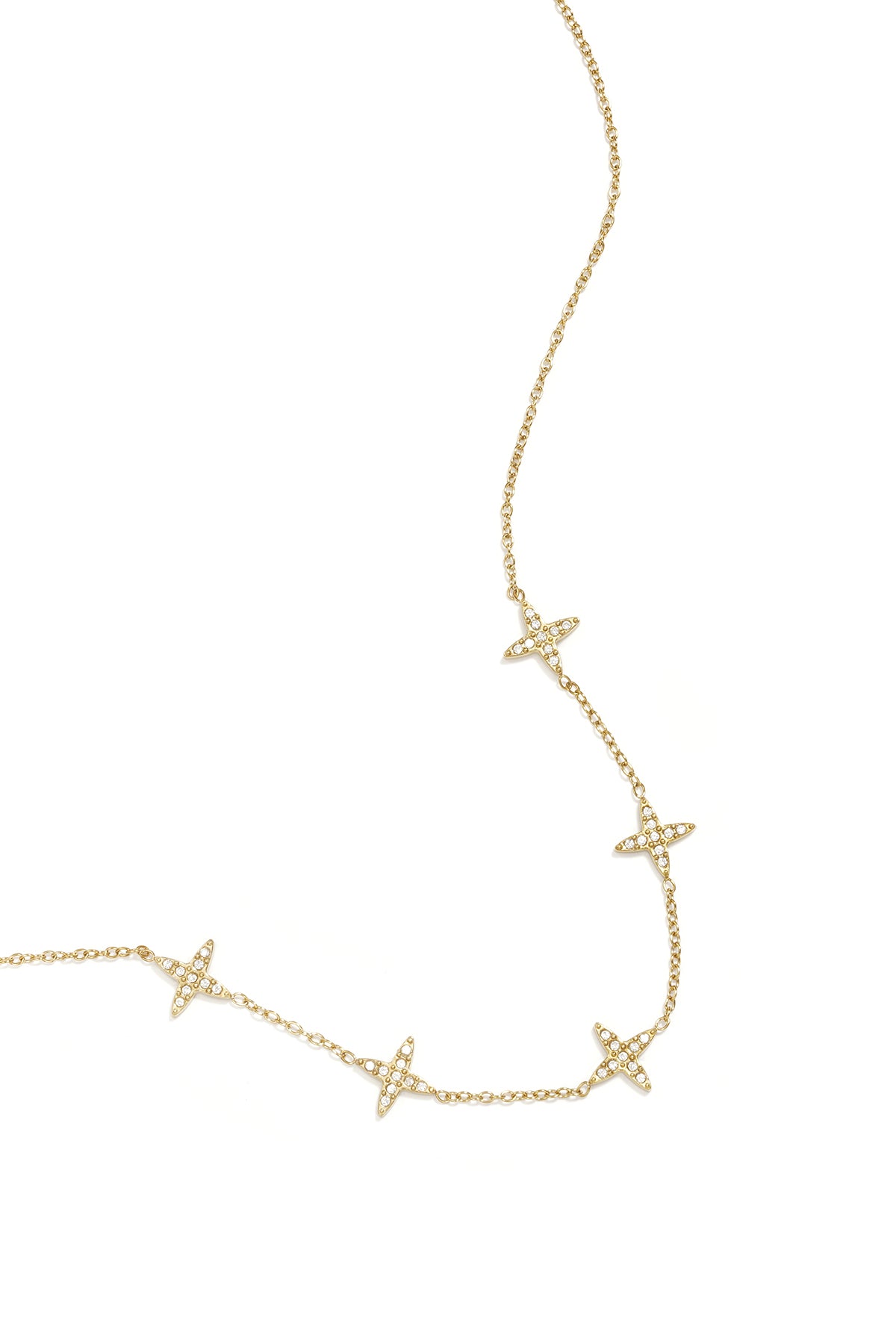 Necklace with clover motif and inlaid clovers