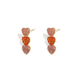 3 hanging heart earrings with stones