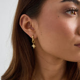 Earrings with shooting star on a small ring