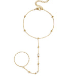 Hand chain with beads and rectangular stones
