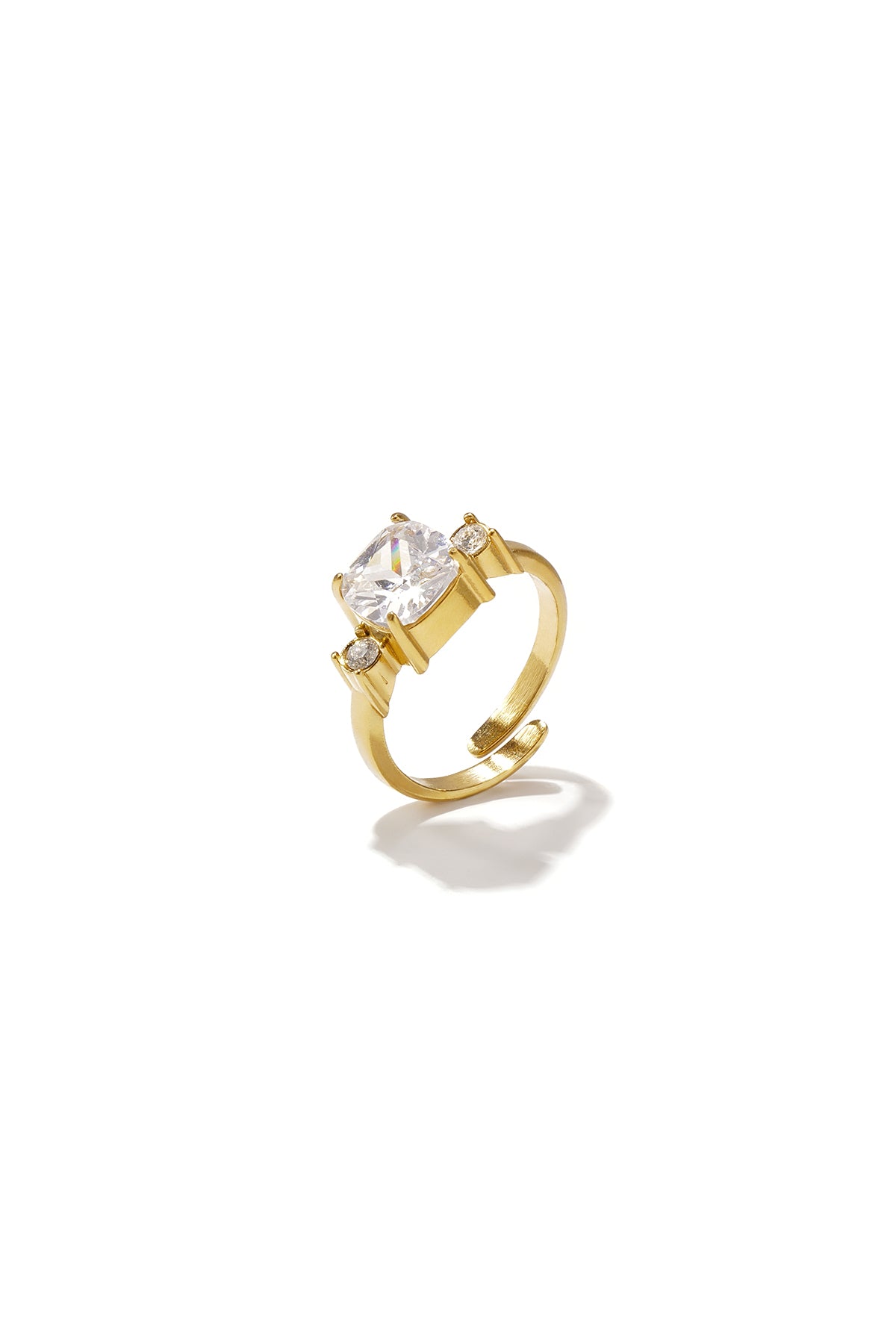 Adjustable statement ring with cubic zirconia stones