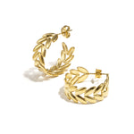 Stainless Steel Hoop Earrings leaf Casual Daily Simple Series Women's jewelry