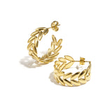 Stainless Steel Hoop Earrings leaf Casual Daily Simple Series Women's jewelry