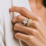 Adjustable statement ring with cubic zirconia stones