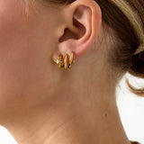 Hoop earrings with shooting star and stone
