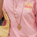 Long necklace with chunky heart charm