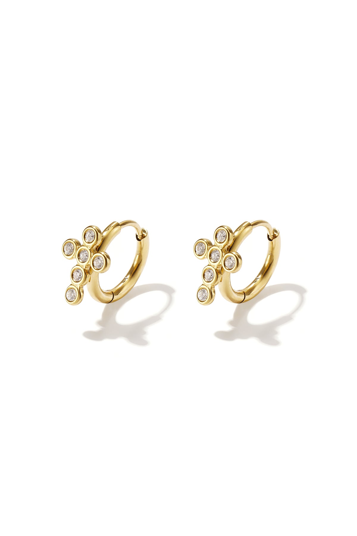 14K Gold Plated Stainless Steel Hoop Earrings Cross Simple Daily Simple Series Women's jewelry