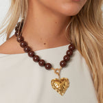 Necklace with large beads and front closure-15mm