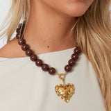 Necklace with large beads and front closure-15mm