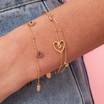 Bracelet with playful heart, beads and pearl