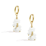 Small hoop earrings with dangling stones and beads