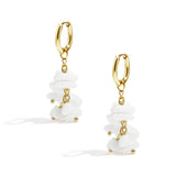 Small hoop earrings with dangling stones and beads