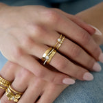 Double adjustable ring with stones
