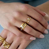 Double adjustable ring with stones