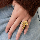 Stainless Steel Statement Rings plant Casual Daily Simple Series Women's jewelry