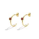 Hoop earrings with round stone