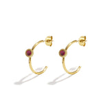 Hoop earrings with round stone