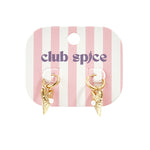 Small earrings with long heart charm with pearl