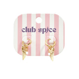 Small earrings with long heart charm with pearl