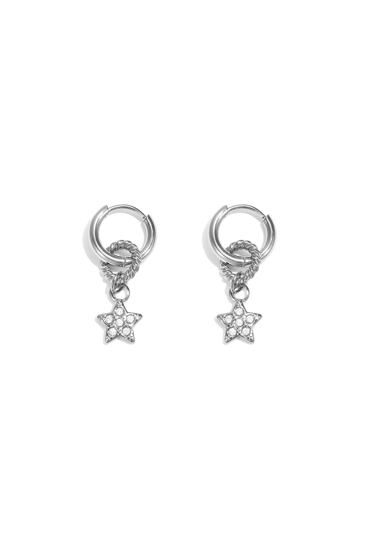 Small earring with dangling embellished star