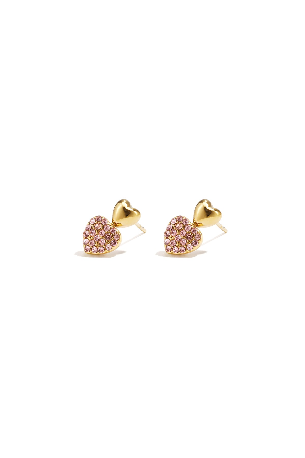 Heart stud earrings with stones