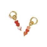 Small hoop earrings with 3 heart-shaped beads