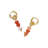 Small hoop earrings with 3 heart-shaped beads
