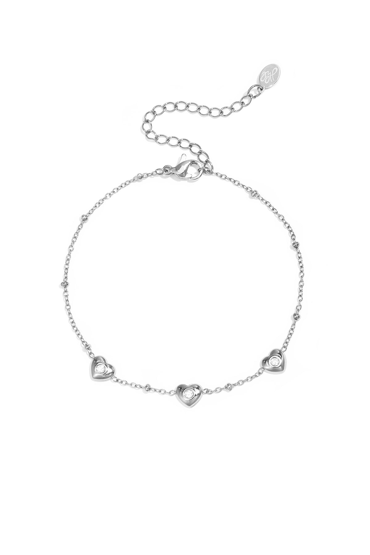 Bracelet with beads and hearts with stone