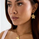 Stainless Steel Drop Earrings Flower Simple Daily Simple Series Women's jewelry