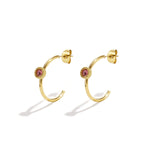 Hoop earrings with round stone