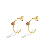 Hoop earrings with round stone