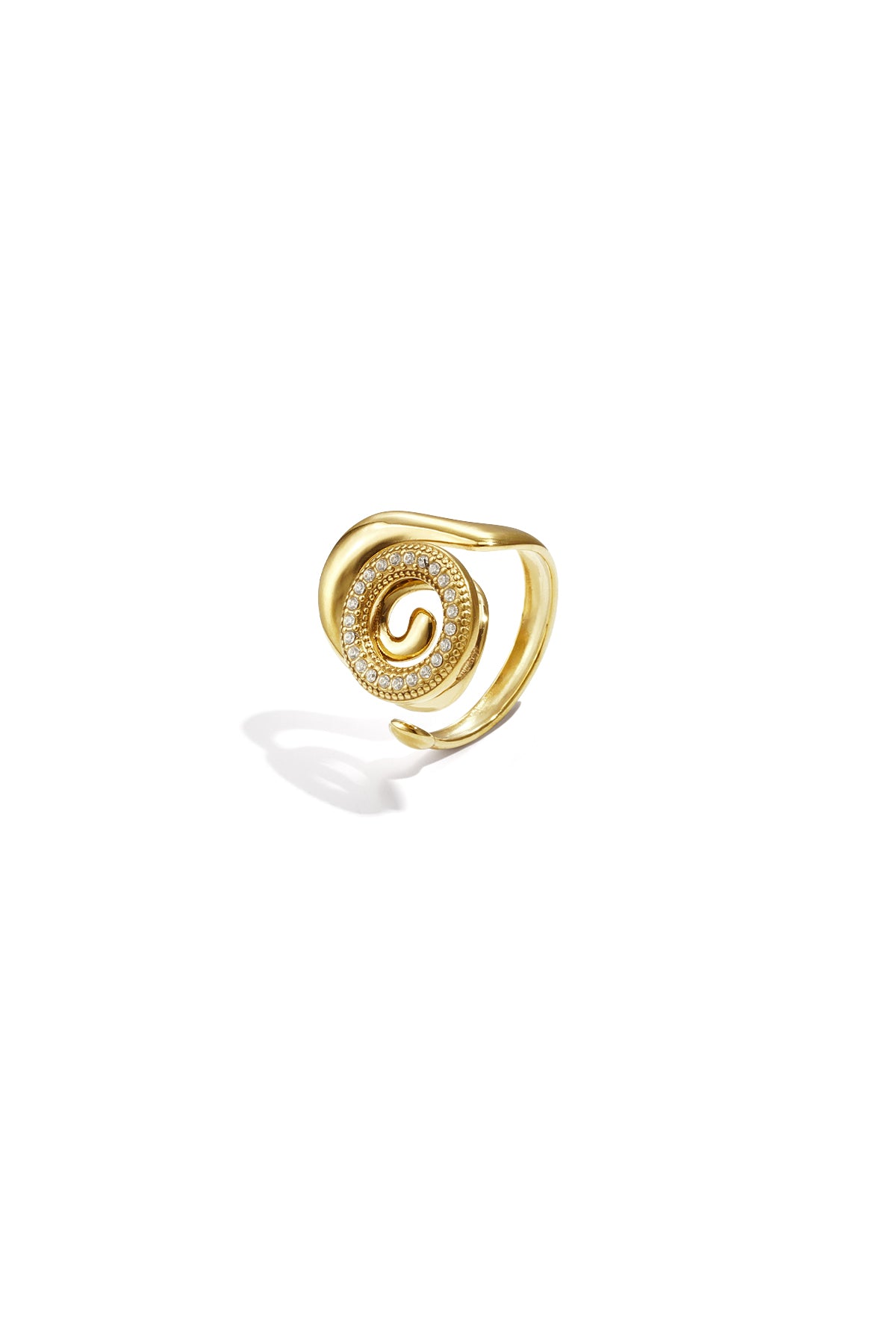 Spiral shell statement ring with stones