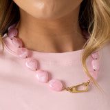 Bead necklace with front closure design