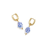 Squoval earrings with checkered fish charm