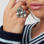 Large heart statement texture ring