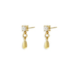 Stud earrings with dangling drop