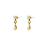 Stud earrings with dangling drop