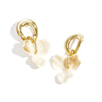 Round earrings with hanging flower