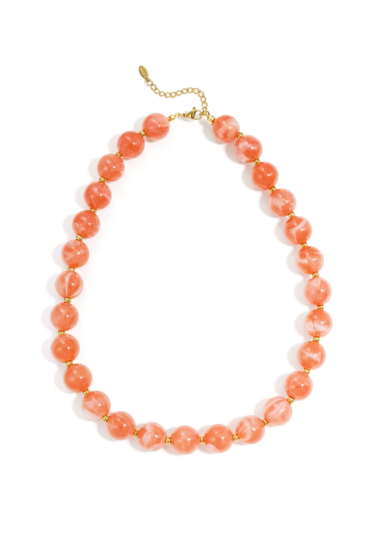 Bead necklace with gold beads 13.5mm